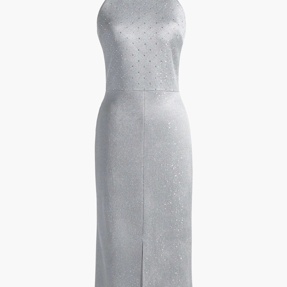 St. John Sequined Birdseye Halter Neck Dress - Picture 4 of 5